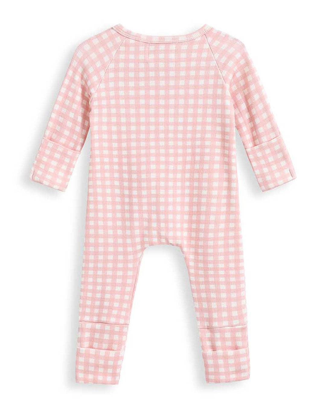 Growsuit Pink Gingham Rib