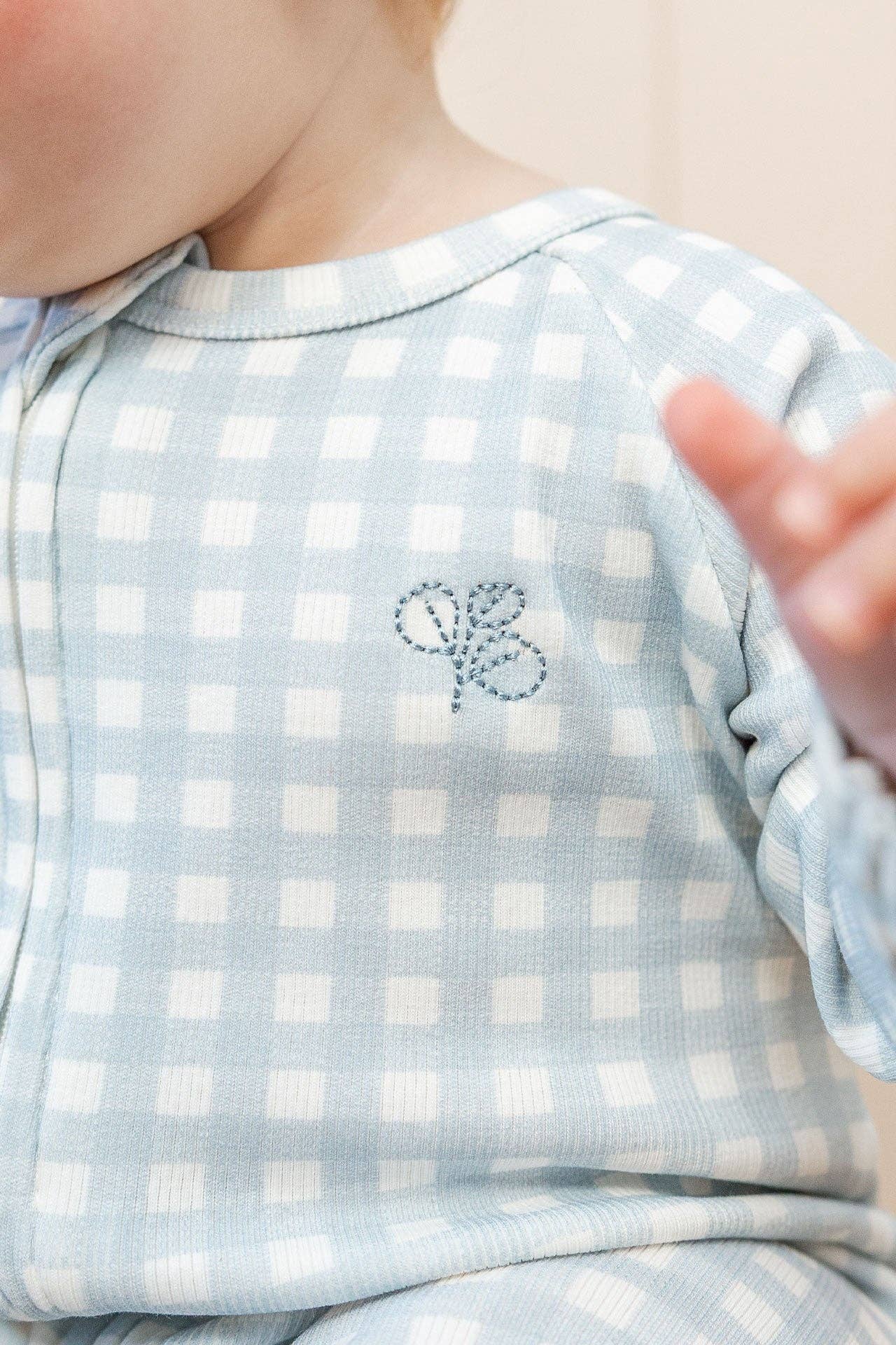Growsuit Light Blue Gingham Rib