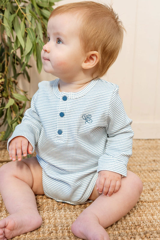 Henley Rib Bodysuit Trellis Navy