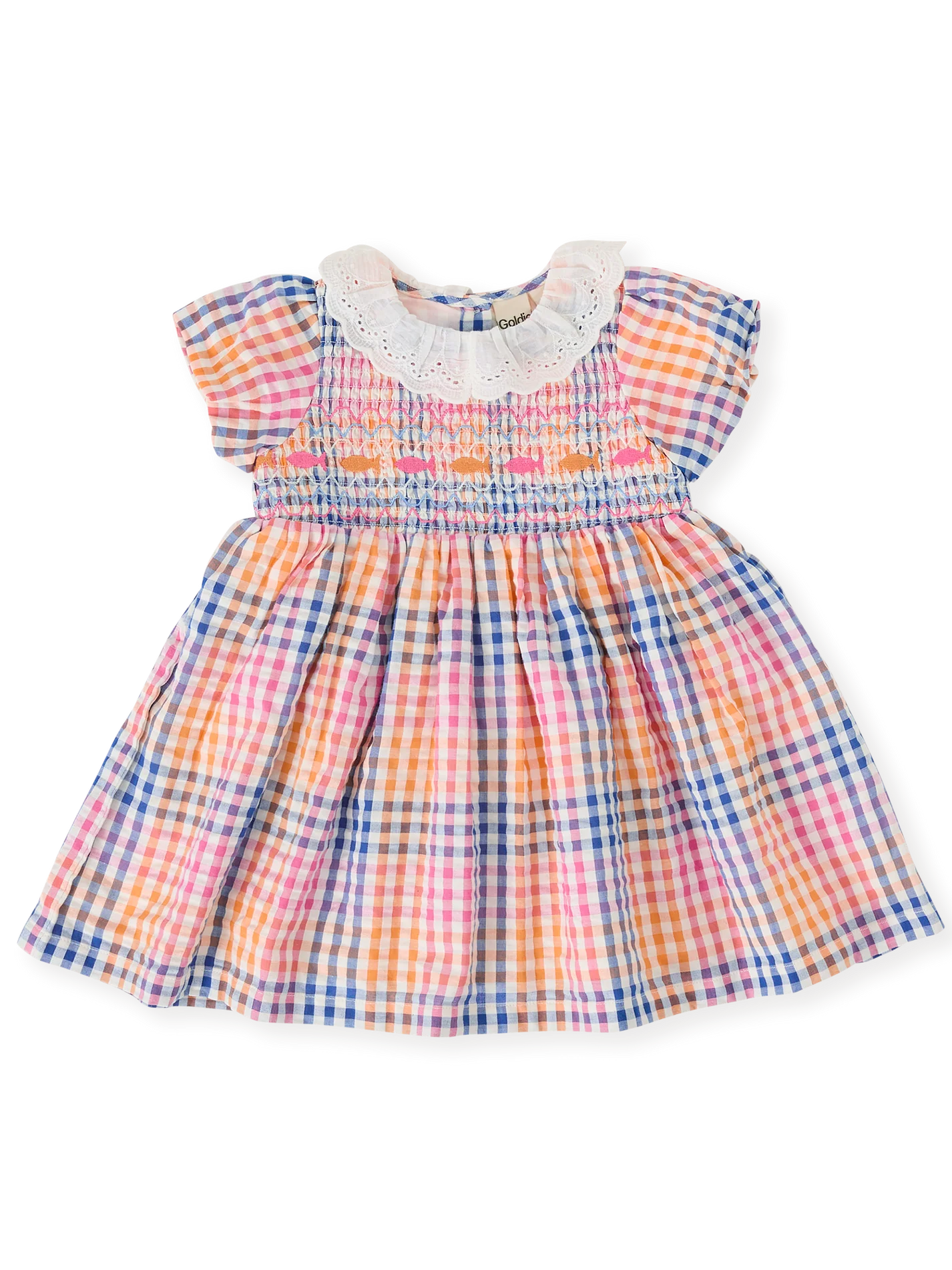 Rainbow Gingham Flo Smocked Dress