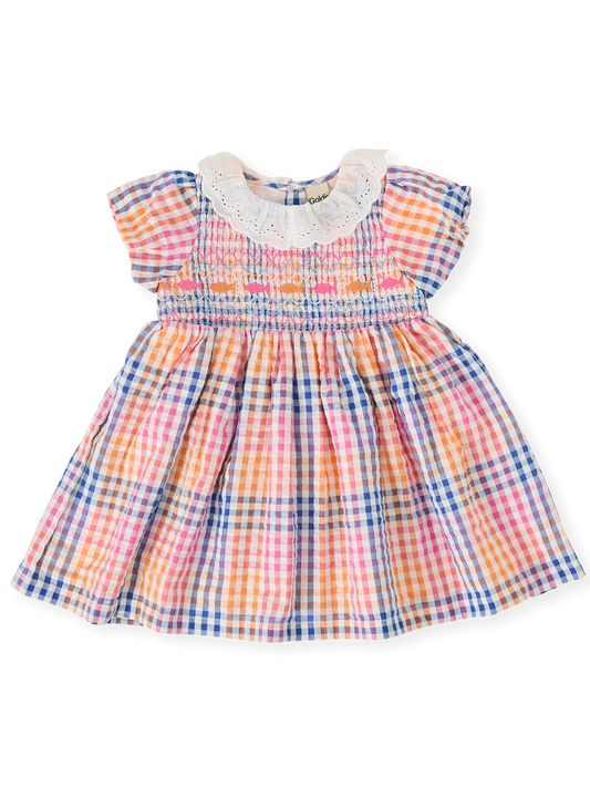 Rainbow Gingham Flo Smocked Dress
