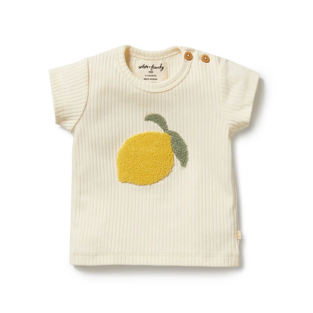 LEMON LEAF EMBROIDERED ORGANIC TEE