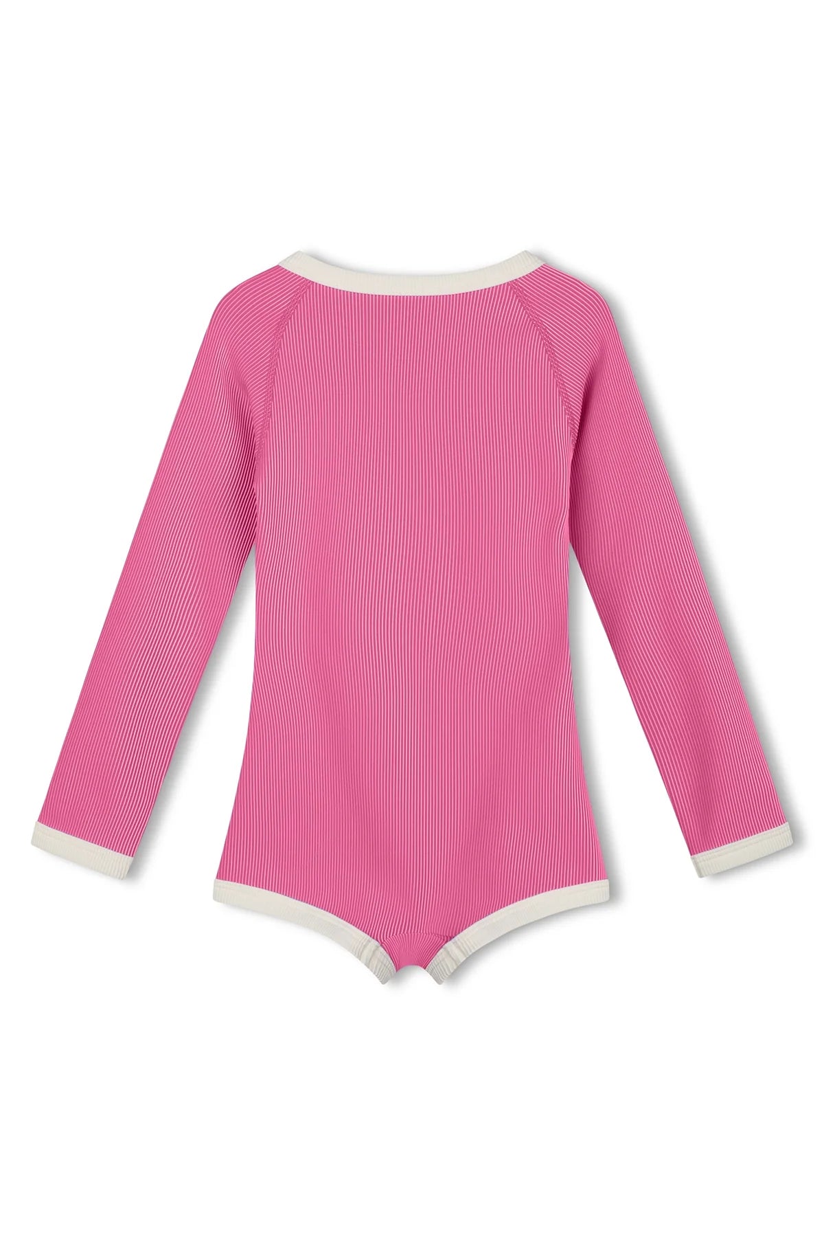 MINI STRIPE RIB RASHIE ONESIE - SHELL PINK