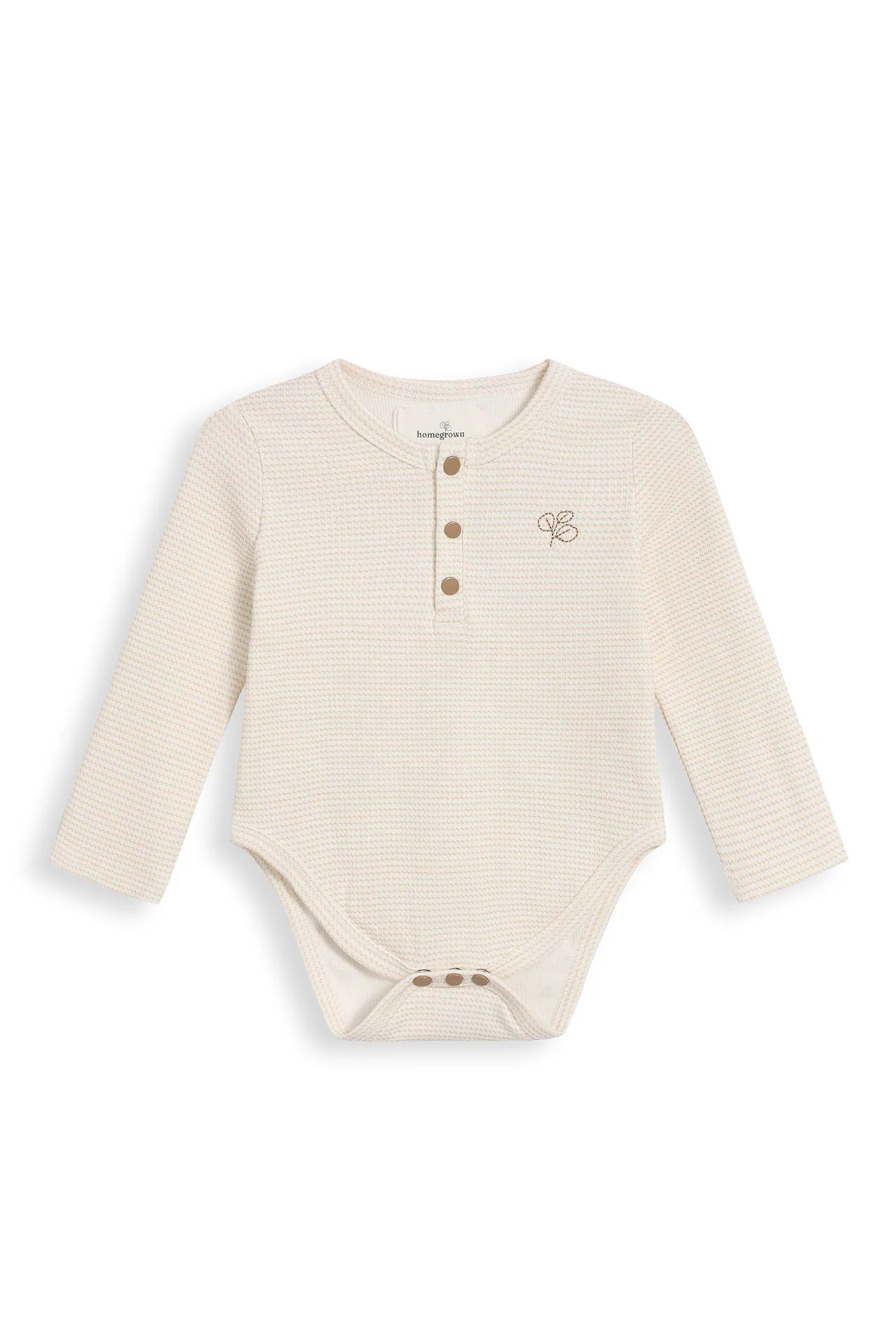 Henley Rib Bodysuit Trellis Oat