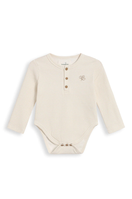 Henley Rib Bodysuit Trellis Oat
