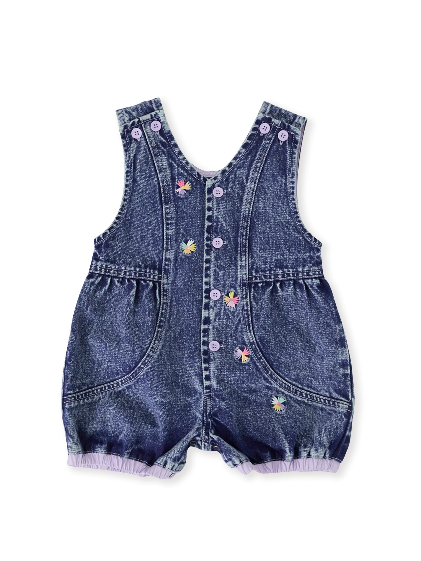 Nina Pastel Petals Denim Romper