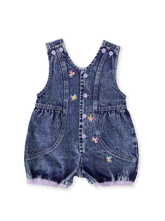 Nina Pastel Petals Denim Romper