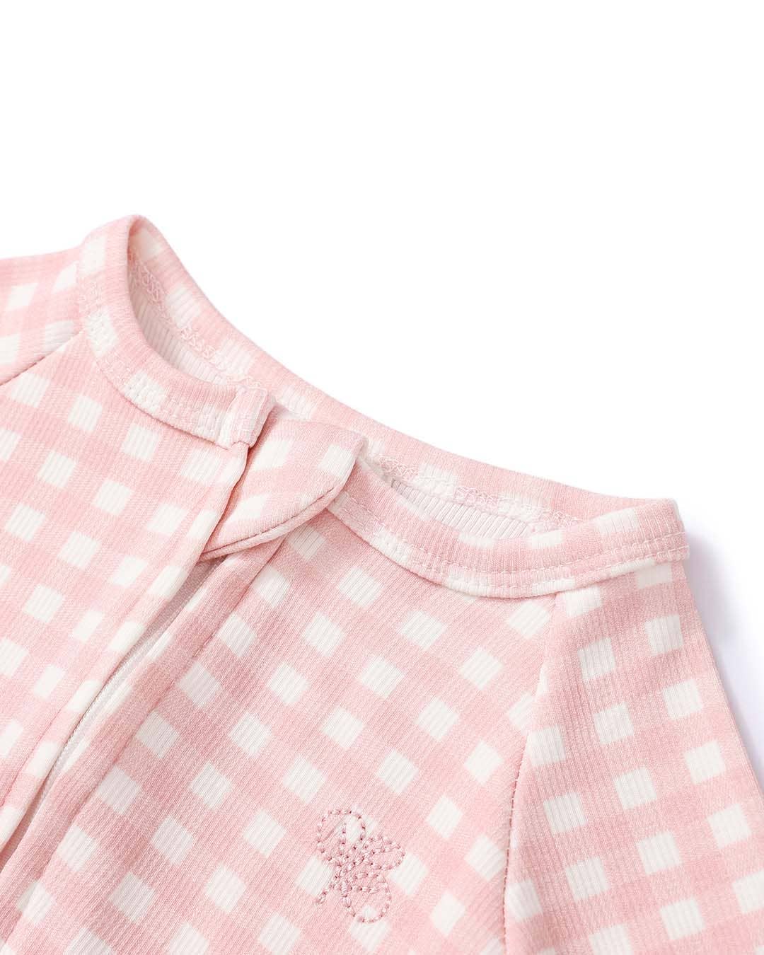 Growsuit Pink Gingham Rib