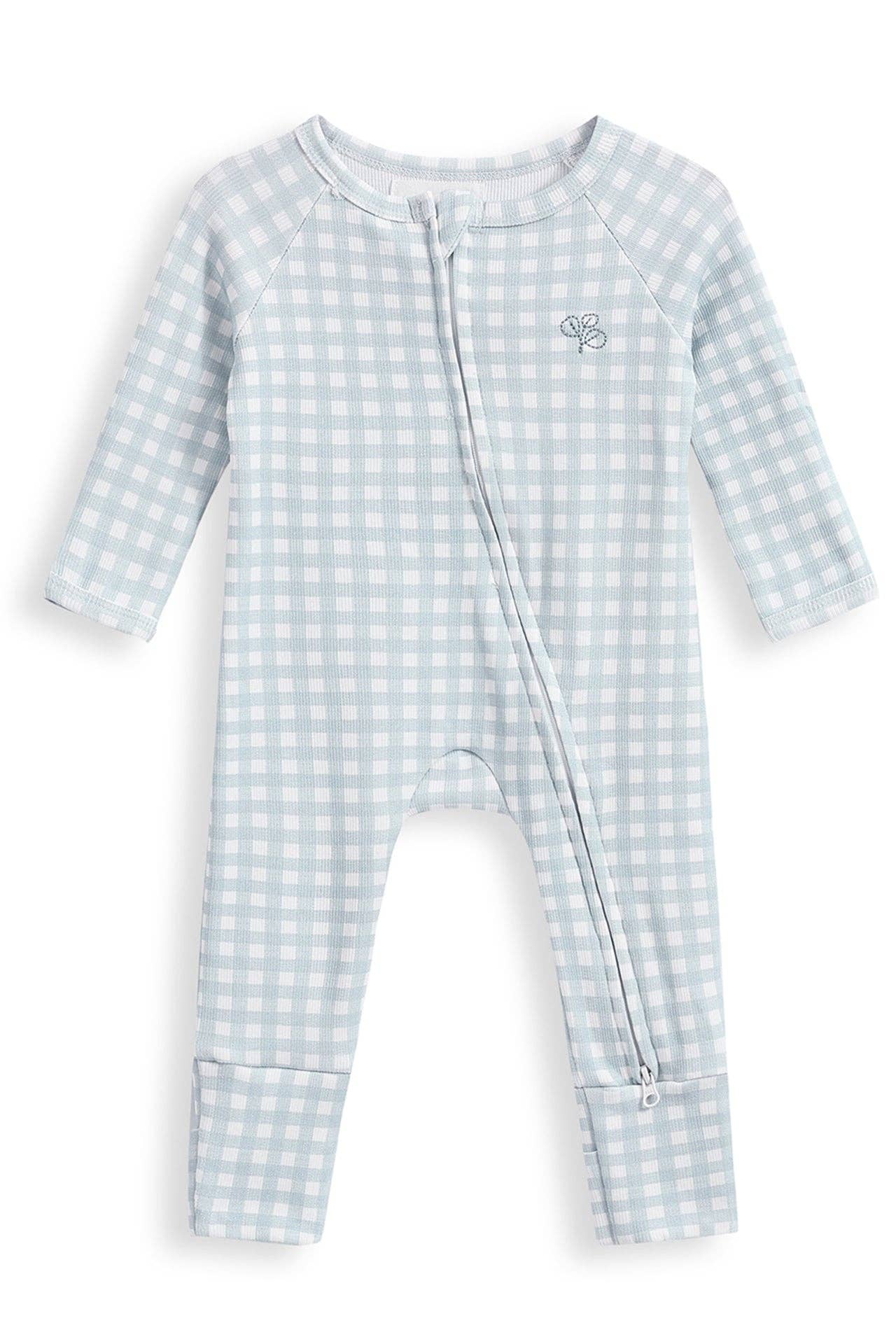 Growsuit Light Blue Gingham Rib
