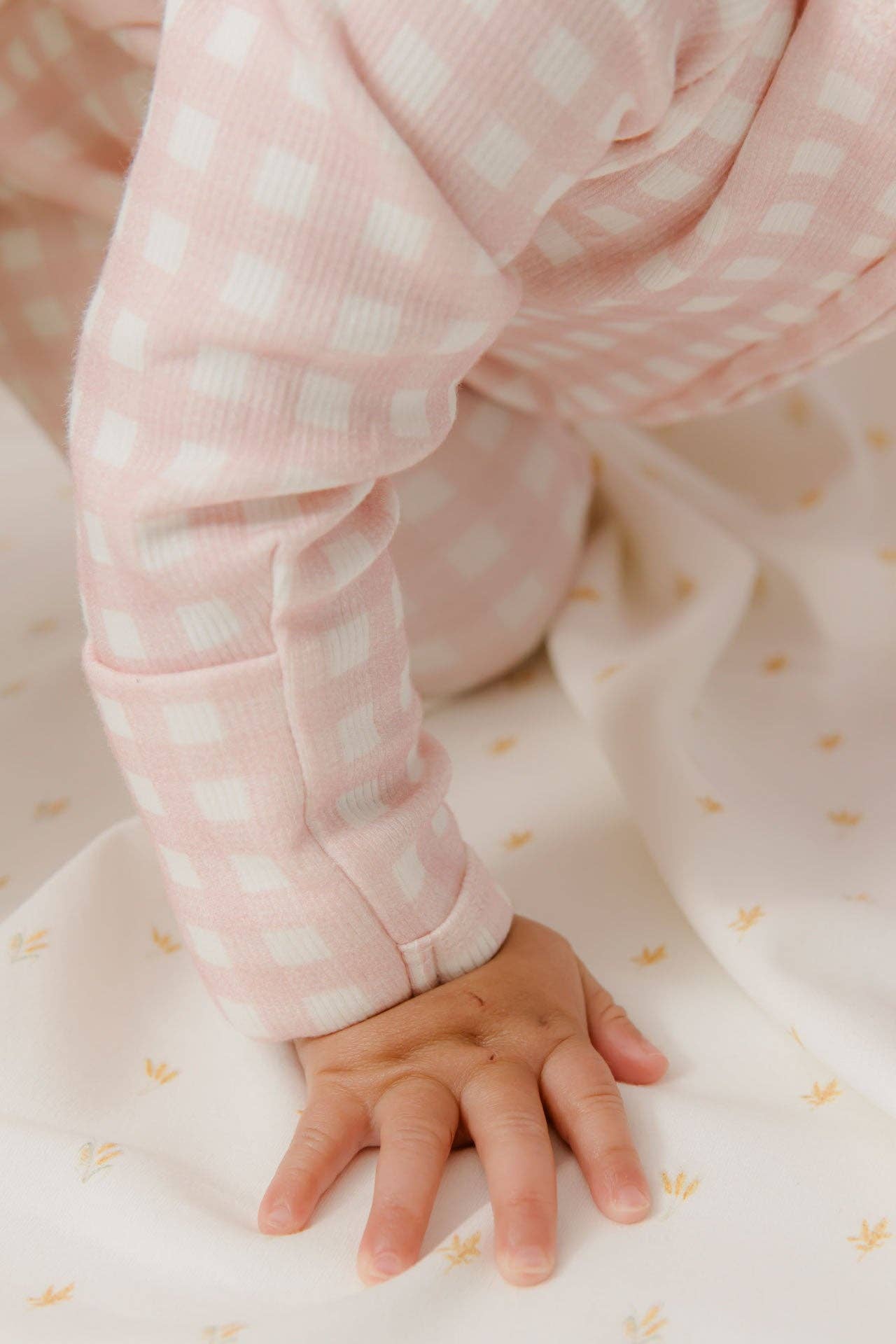 Growsuit Pink Gingham Rib