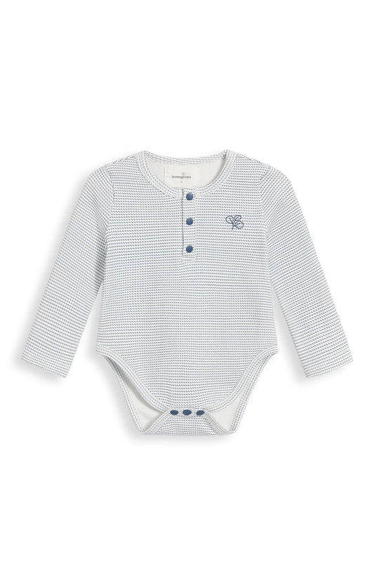 Henley Rib Bodysuit Trellis Navy