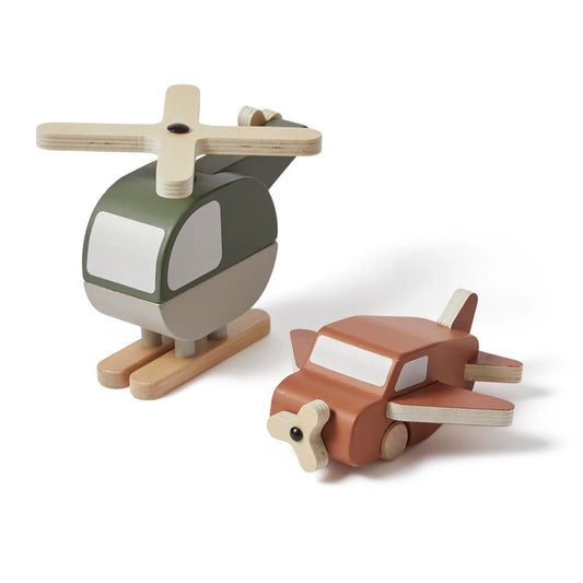 Wooden Helicopter and Plane Set