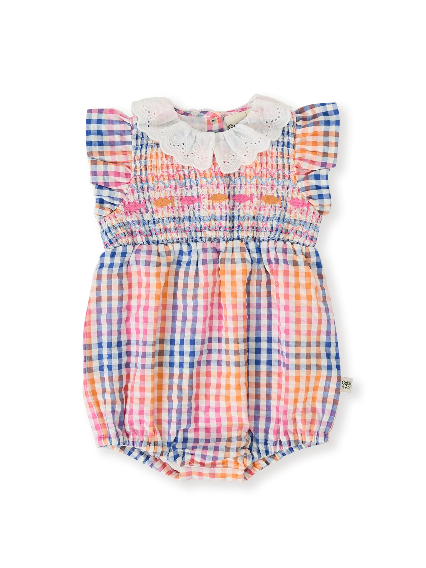 Rainbow Gingham Lani Smocked Romper