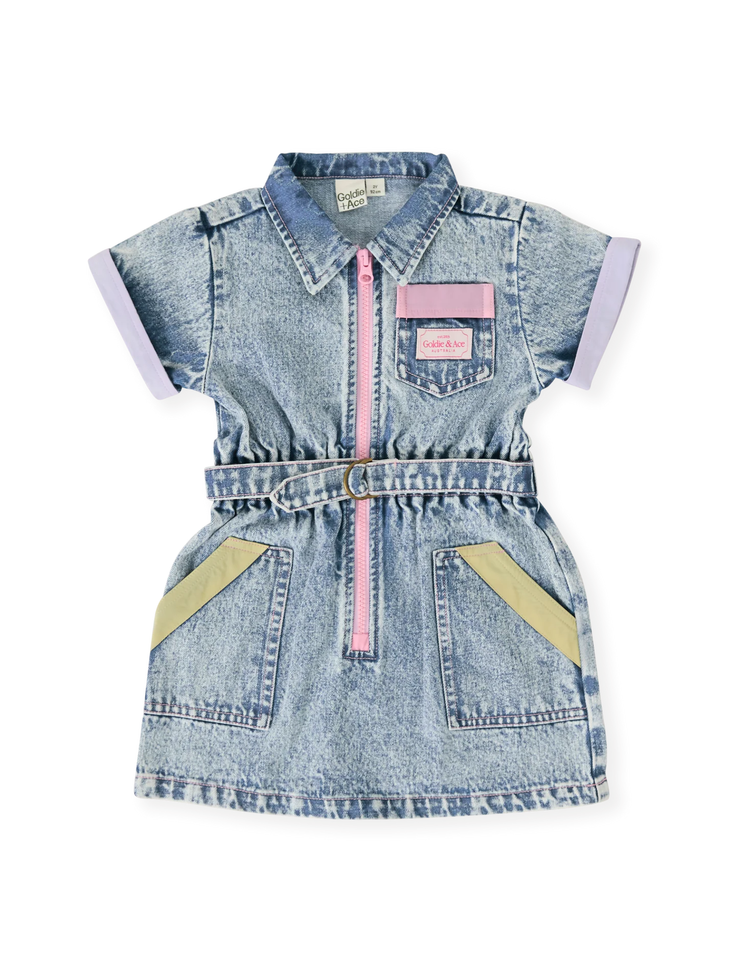 Pastel Pop Piper Denim Belted Dress