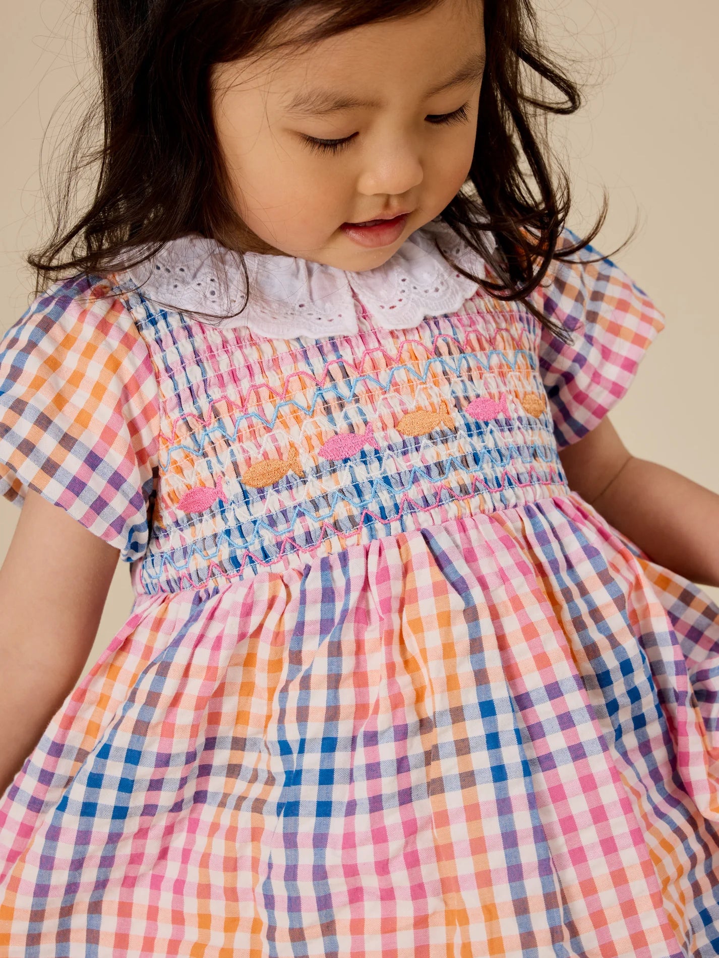 Rainbow Gingham Flo Smocked Dress