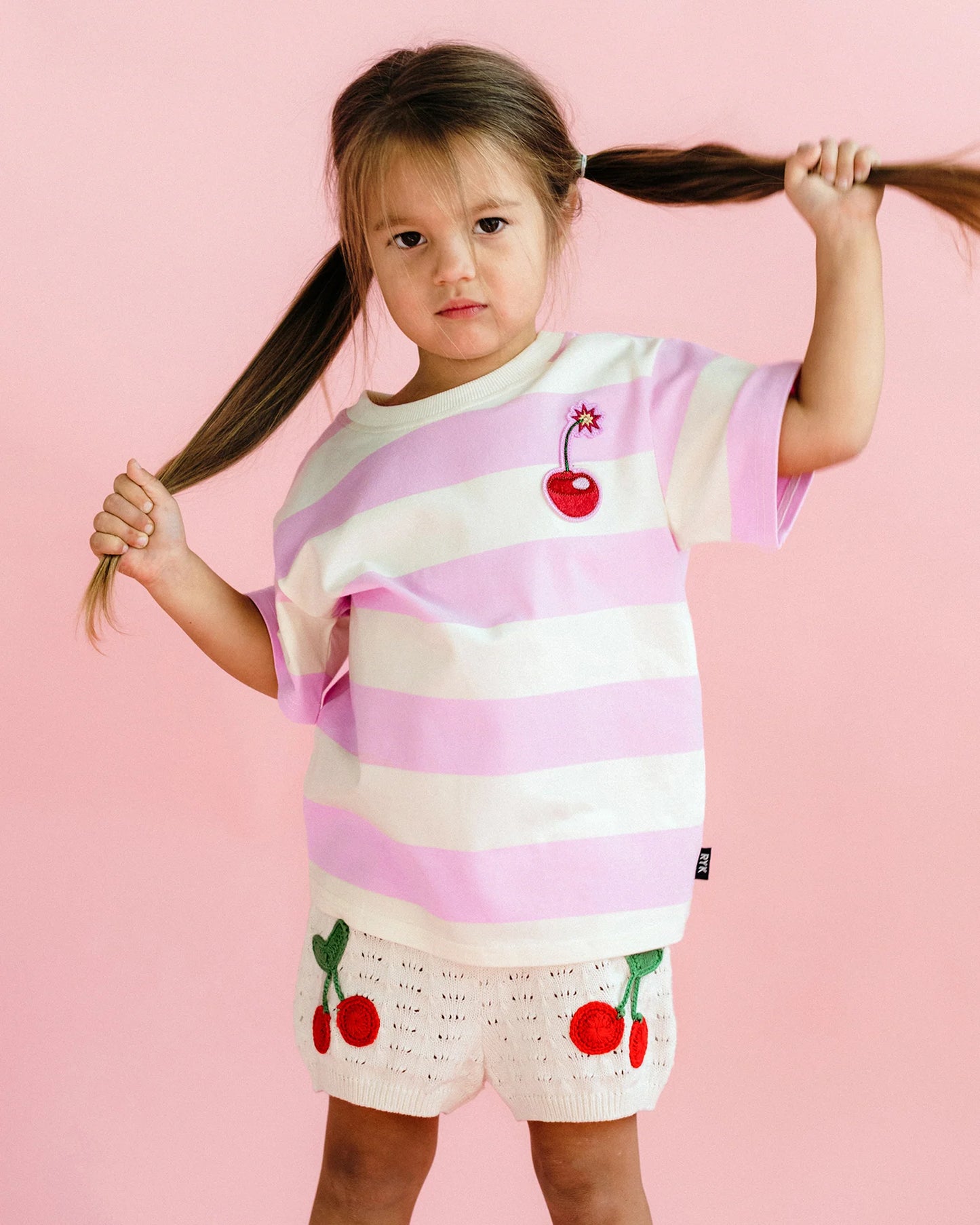 PINK STRIPE SHORT SLEEVE BOXY T-SHIRT