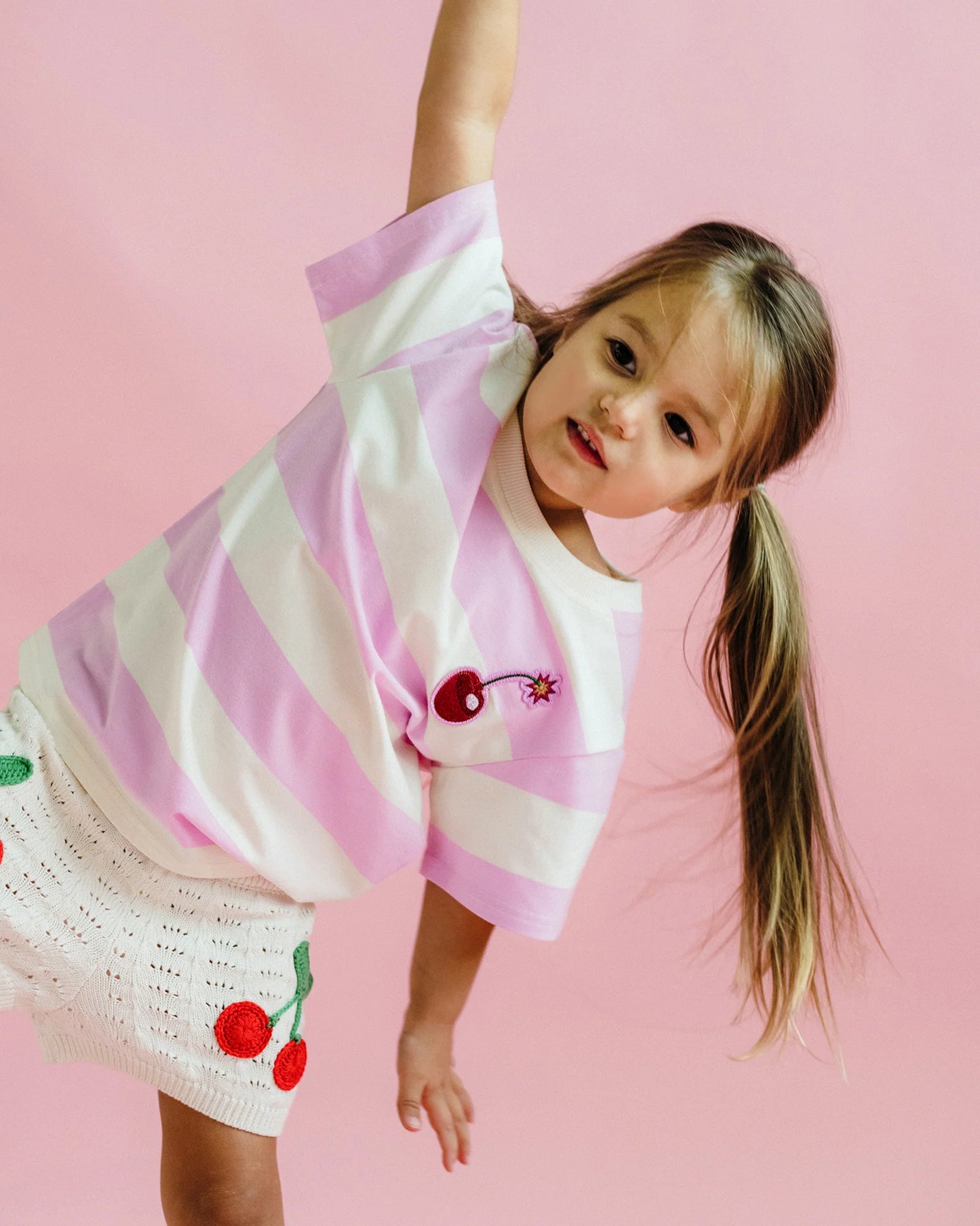 PINK STRIPE SHORT SLEEVE BOXY T-SHIRT