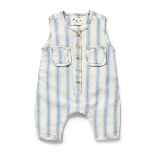 DEEP BLUE STRIPE ORGANIC GROWSUIT