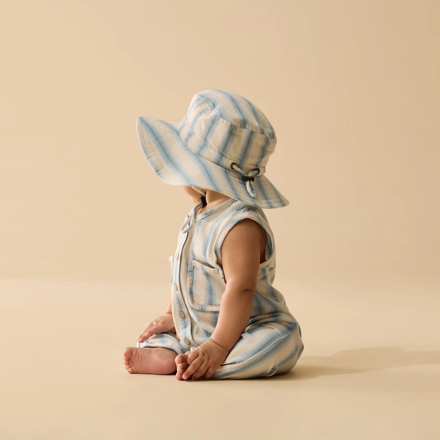 DEEP BLUE STRIPE ORGANIC GROWSUIT
