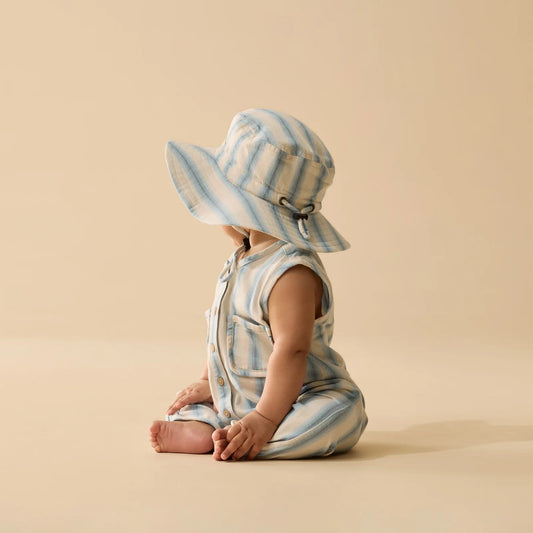 DEEP BLUE STRIPE ORGANIC GROWSUIT