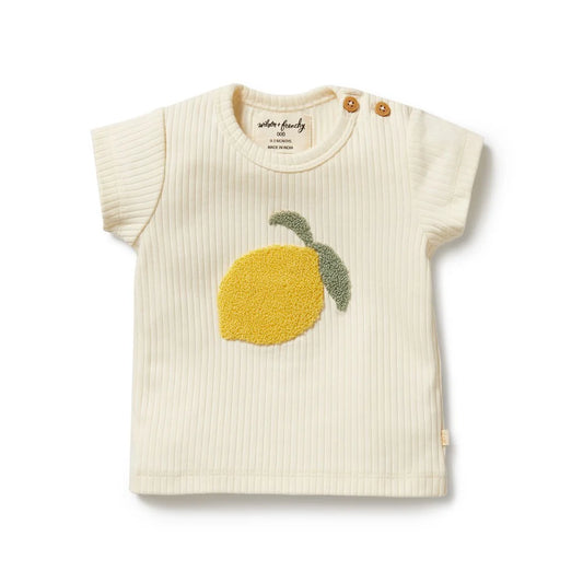 LEMON LEAF EMBROIDERED ORGANIC TEE