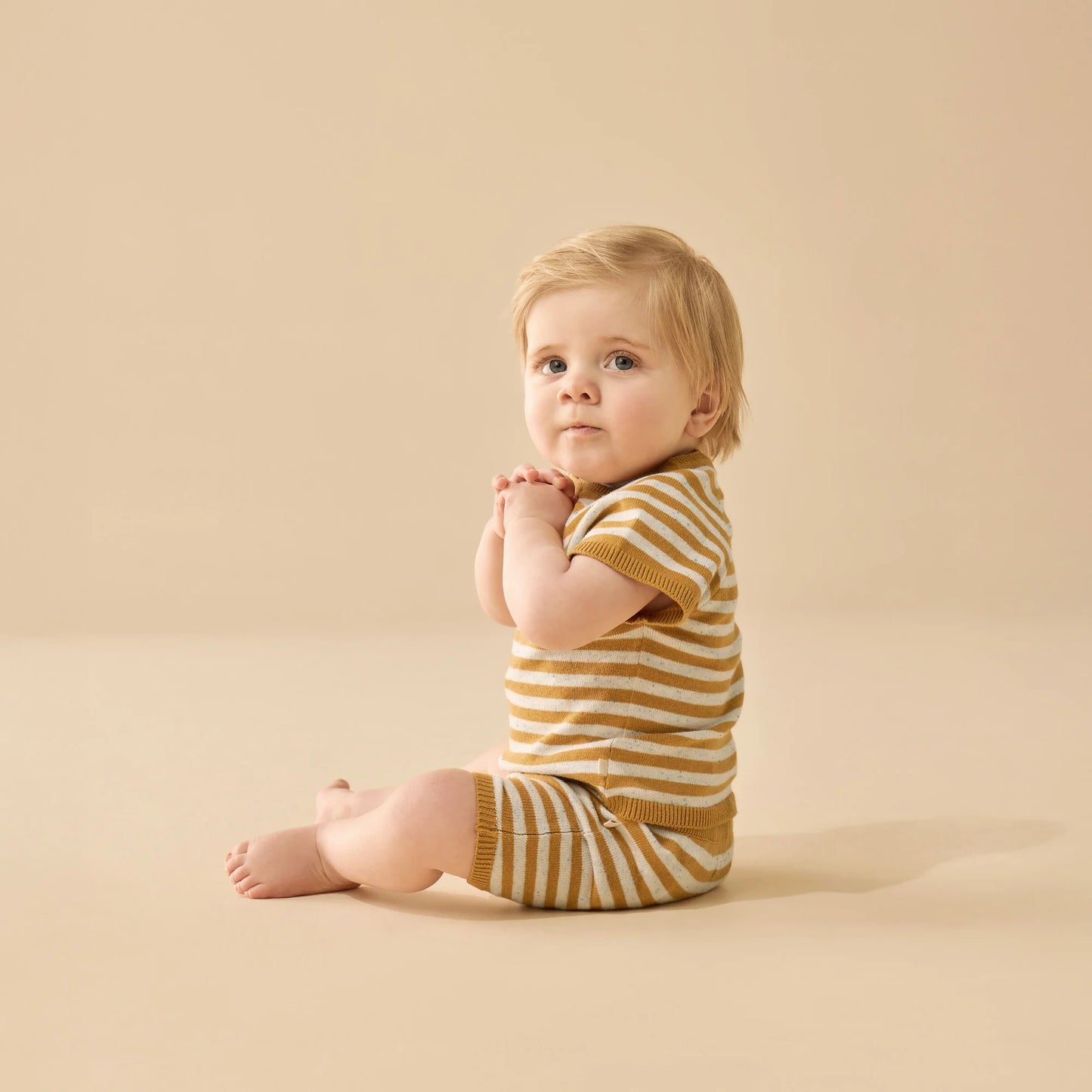 GOLDEN WAVE STRIPE ORGANIC KNITTED SET