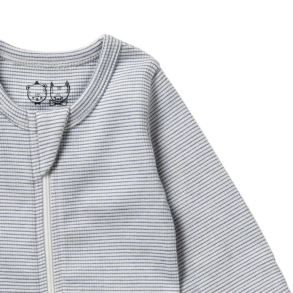 Organic Stripe Rib Zipsuit with Feet