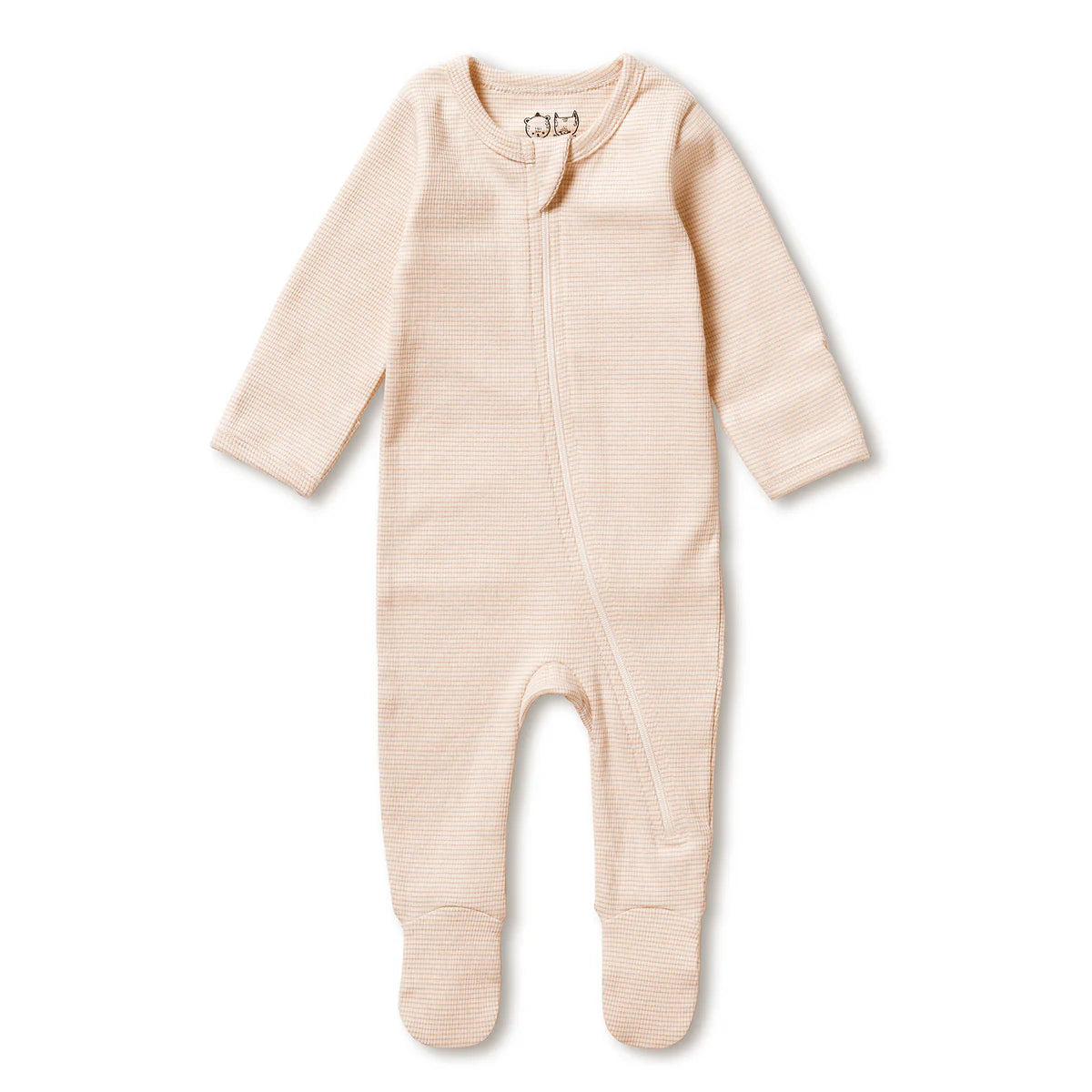 Organic Stripe Rib Zipsuit with Feet