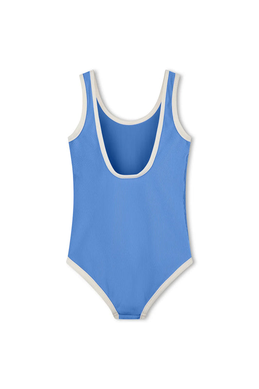 MINI STRIPE RIB RASHIE ONE PIECE - SKY
