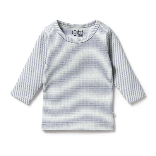 Organic Stripe Rib Long Sleeved Top